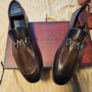 Mezlan Brown Leather Loafers with Horsebit Detail